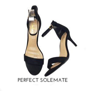 Lulus Black Open Toe Buckle Party Heels Sz 10